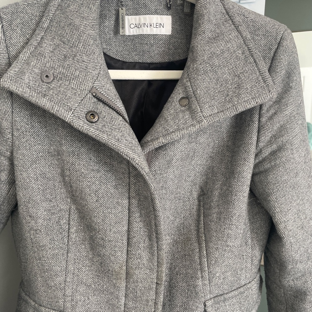 Calvin Klein Women's Grey Herringbone Coat